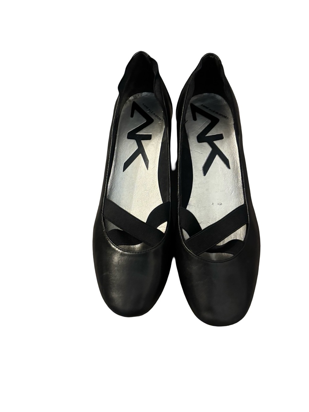 Anne Klein Black Leather Mary Jane Minimalist Preppy Office Career Flats Size 9 - Picture 2 of 8